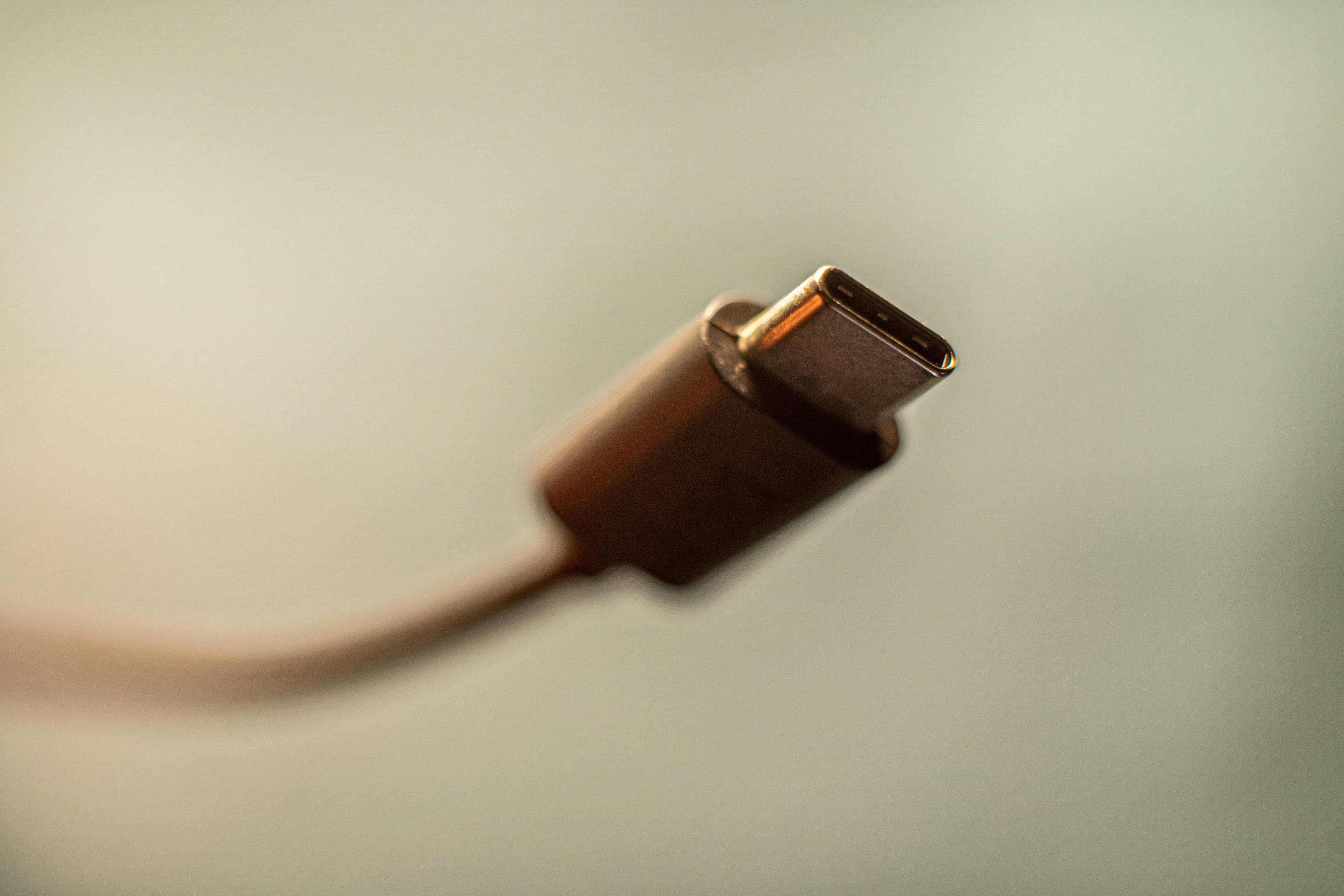Close-up of a USB-C connector, showing the precision of the build