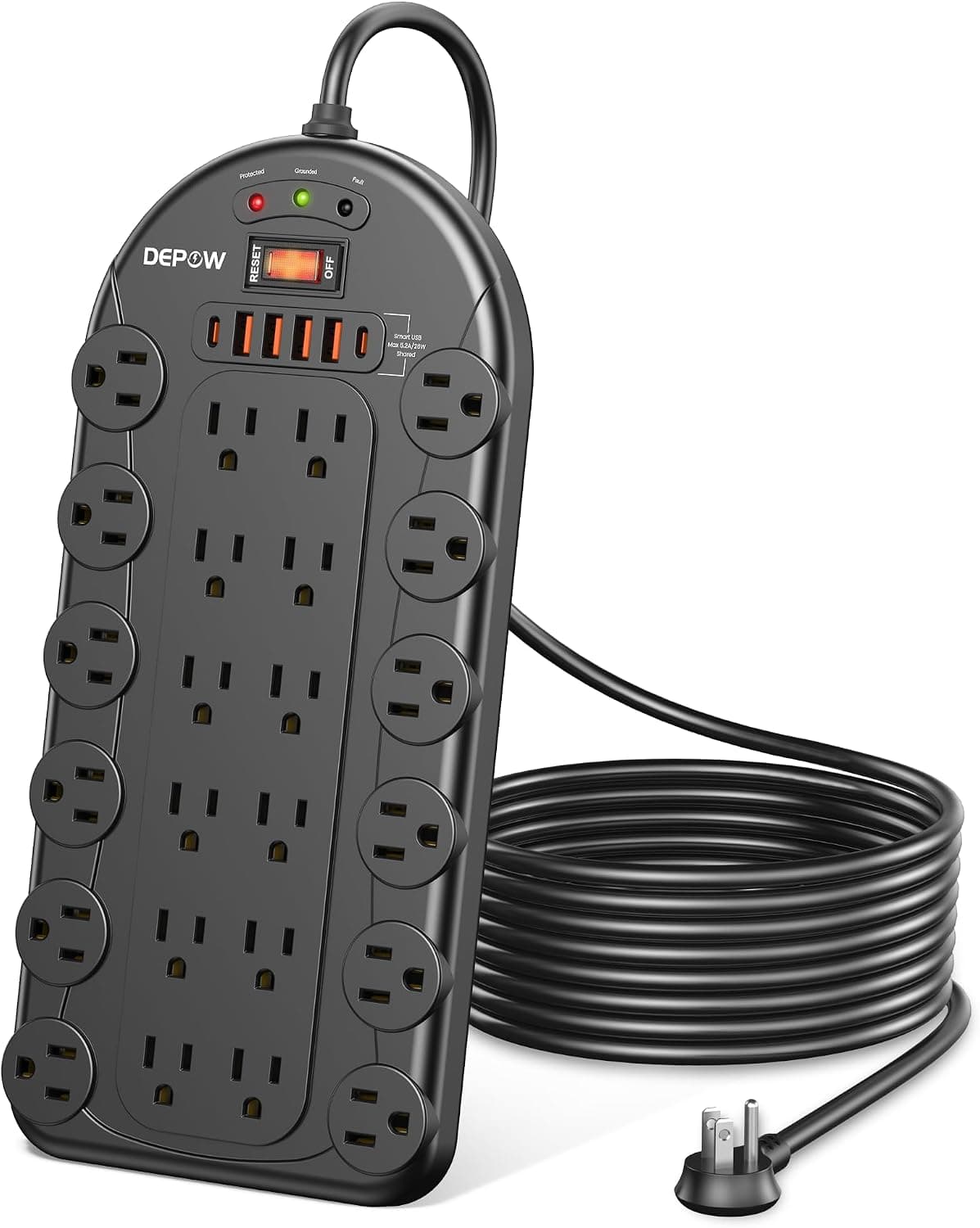 Surge Protector Power Strip, 6 Outlet/4 USB (UL/ETL certified)