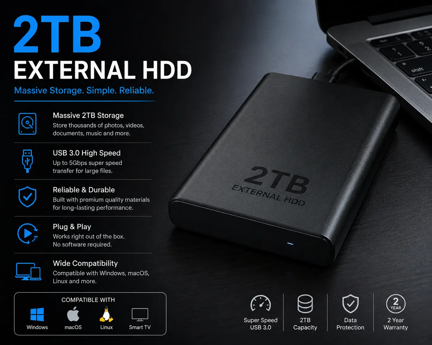 2TB External HDD