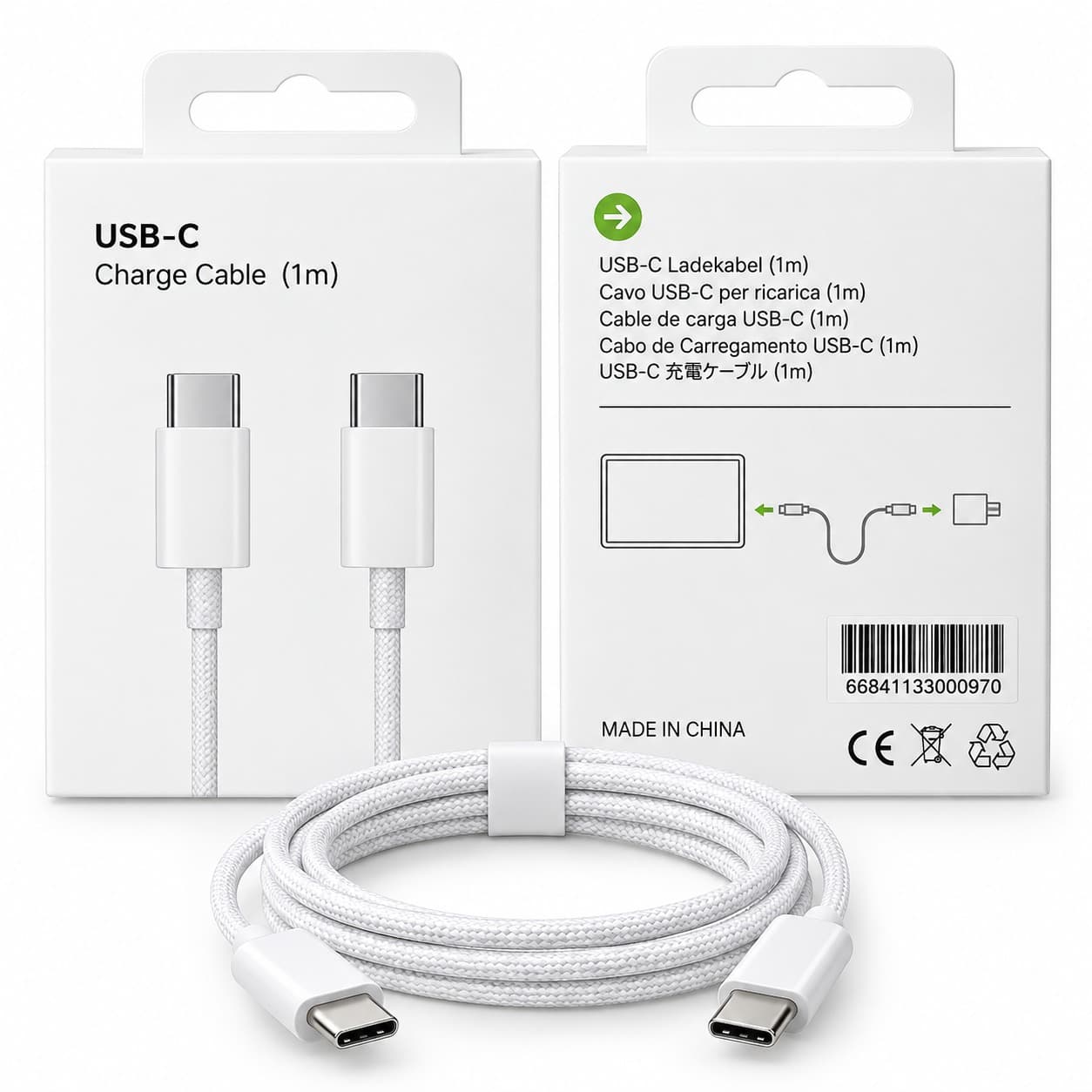 Braided USB-C to USB-C Charging Cable – 1M