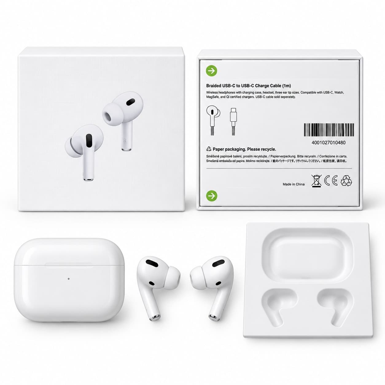 Wireless Bluetooth Earbuds with Charging Case – White